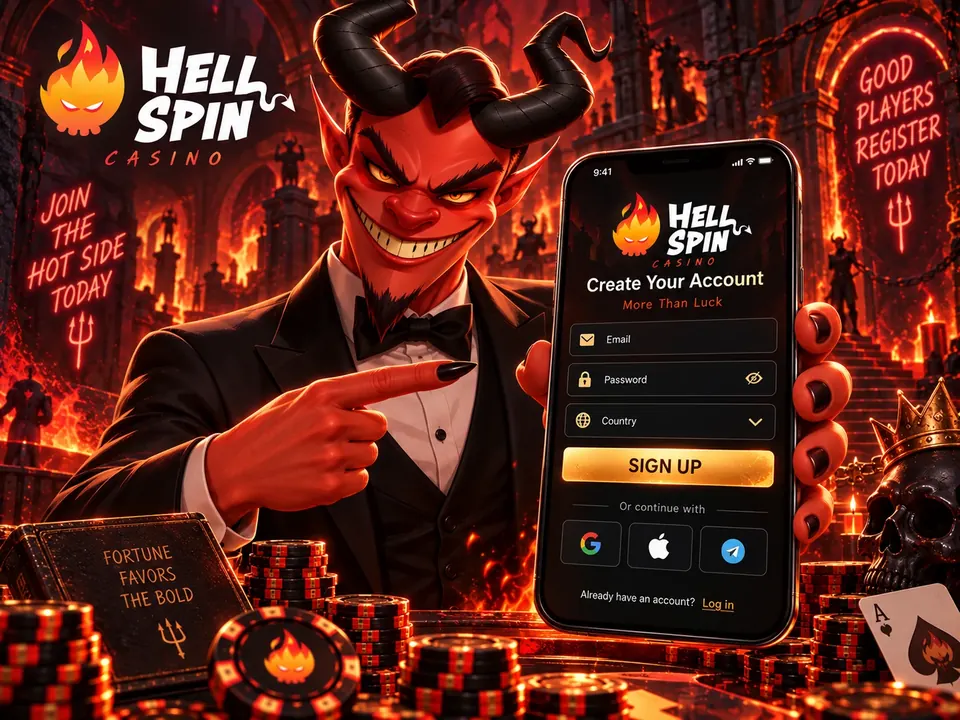 Hellspin registration form illustrated on a smartphone
